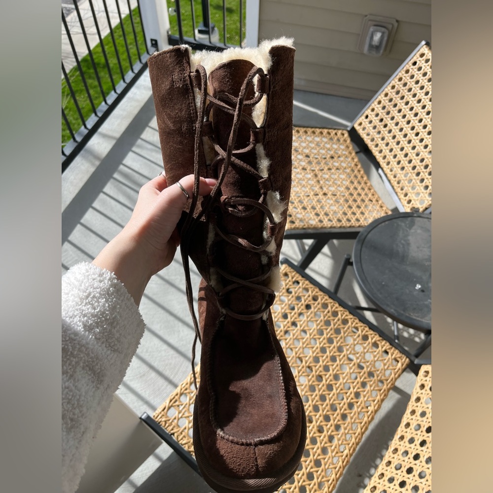 Ugg Uptown Boots Lace Up Size 10 Brown